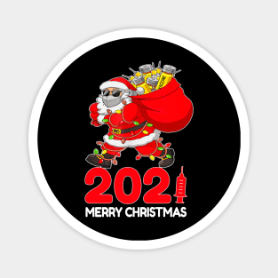 Santa Claus Vaccinated Merry Christmas 2021 Xmas Lights Magnet